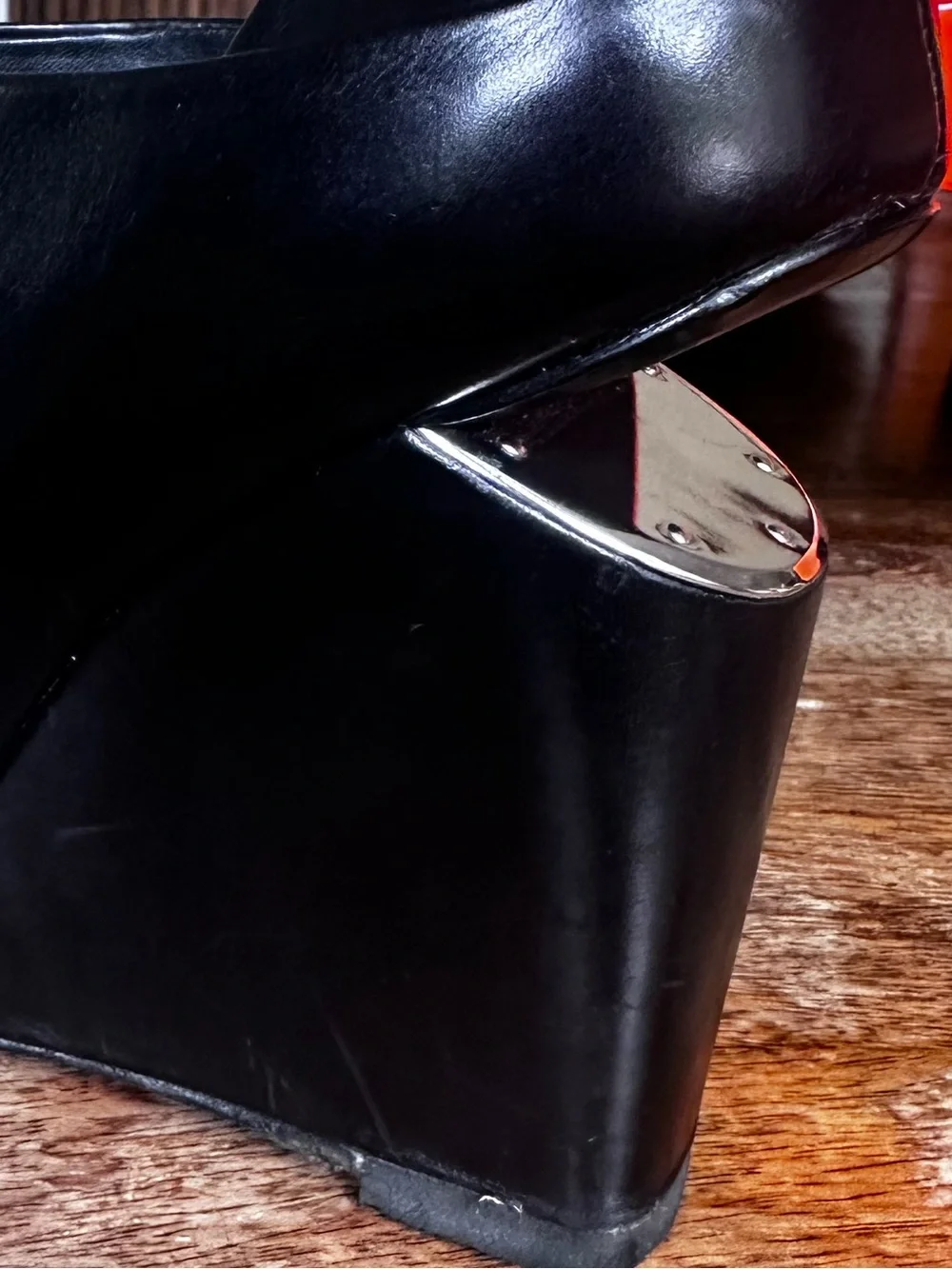 Alexander Wang Alla Black Leather Peep Toe Cutout Wedge Booties 36.5 US 6.5